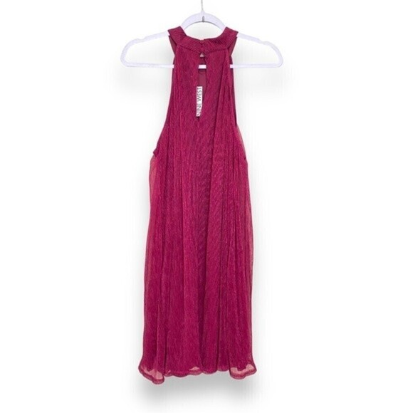 Nine West Dresses Nine West Mockneck SleevelesSwing Mini Dress Metallic Burgundy - Picture 4 of 15